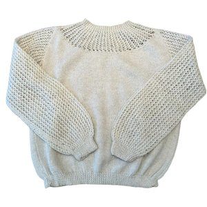 𝅺HANDMADE Handknit Beige Sweater Fair Isle Sweater Size L